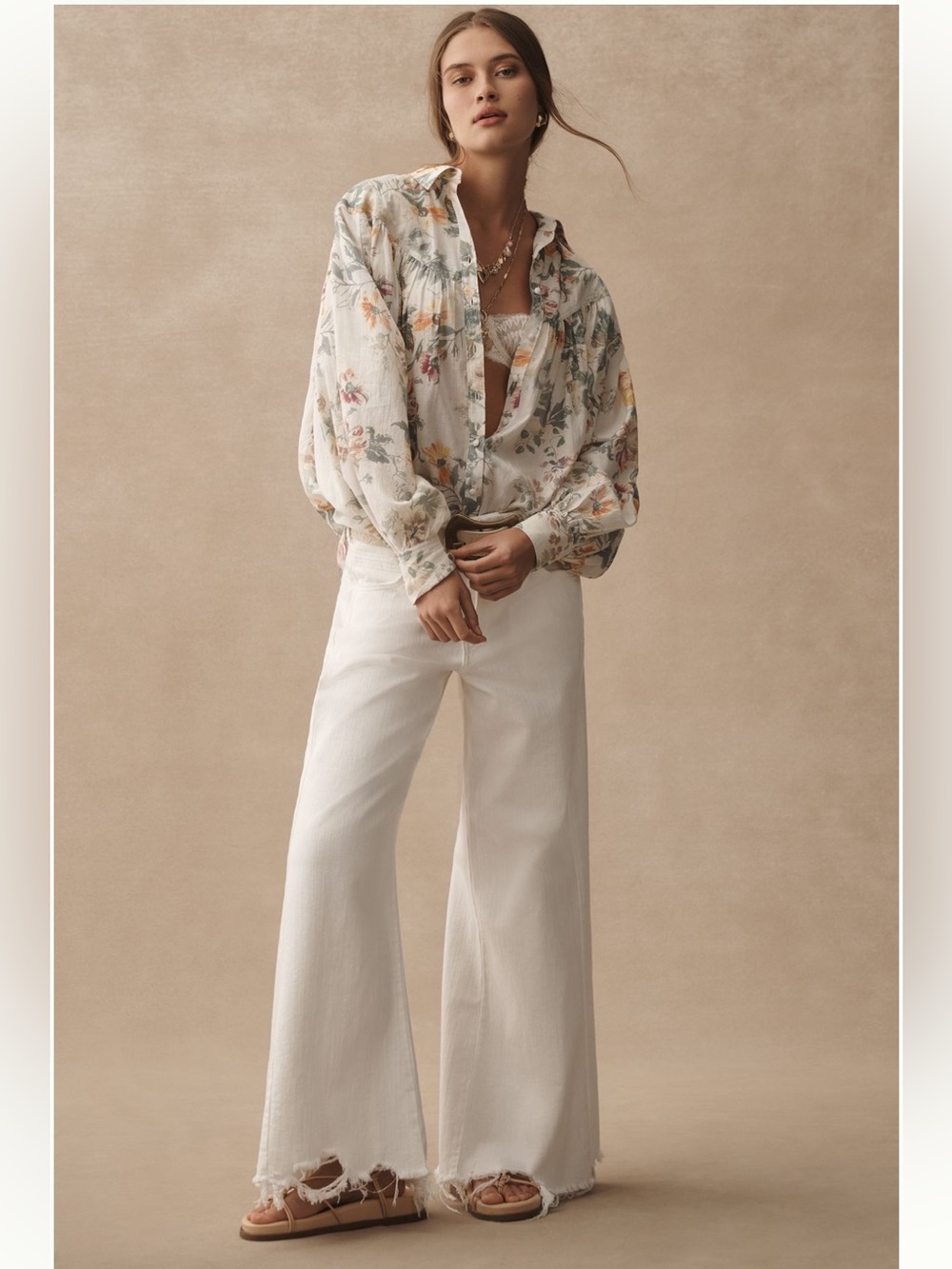 Pilcro batwing yoke blouse medium ivory floral - Picture 7 of 7